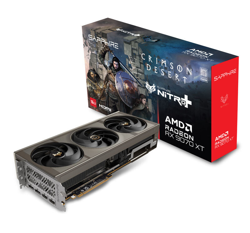 Sapphire Nitro+ RX 9070 XT OC Crimson Desert grafikkort forfra