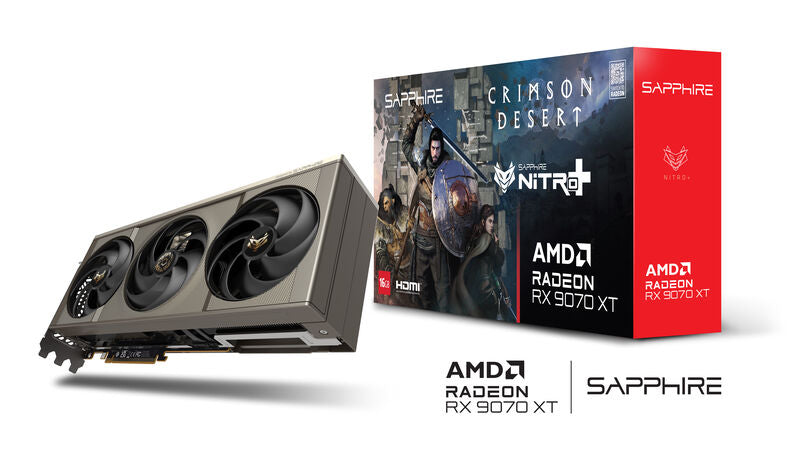 Oversikt av Sapphire Nitro+ RX 9070 XT OC Crimson Desert grafikkort