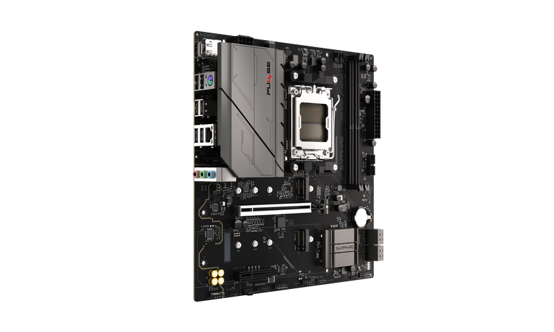 Montert Sapphire Pulse A620AM hovedkort i PC-kabinett