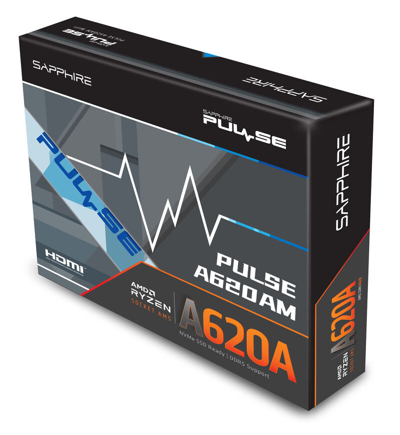 Detaljbilde av Sapphire Pulse A620AM hovedkort PCIe-spor