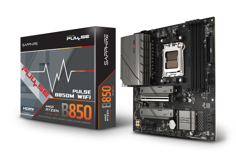 Sapphire Pulse B850M WiFi hovedkort bakside