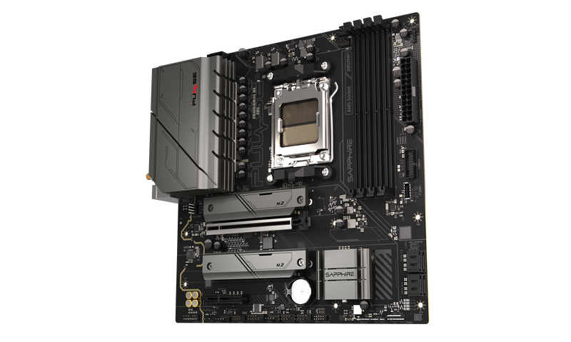 Sapphire Pulse B850M WiFi hovedkort med synlig kjøleribber