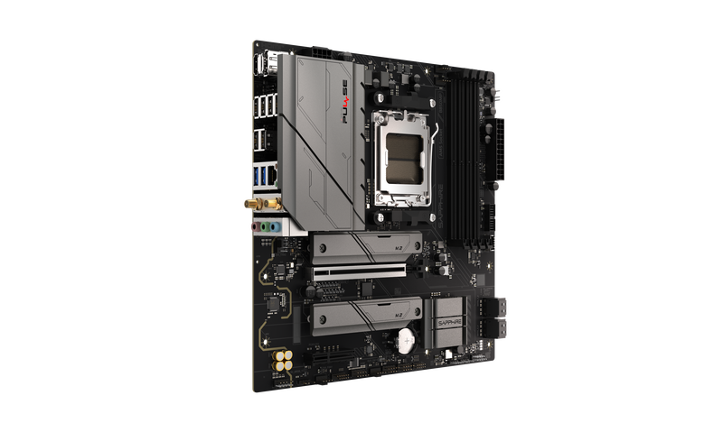 Montert Sapphire Pulse B850M WiFi i PC-kabinett