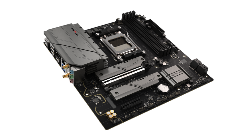 Sapphire Pulse B850M WiFi hovedkort USB-porter detalj