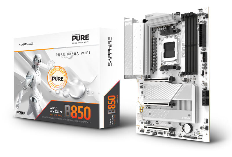 Sapphire Pure B850A WiFi7 hovedkort bakside