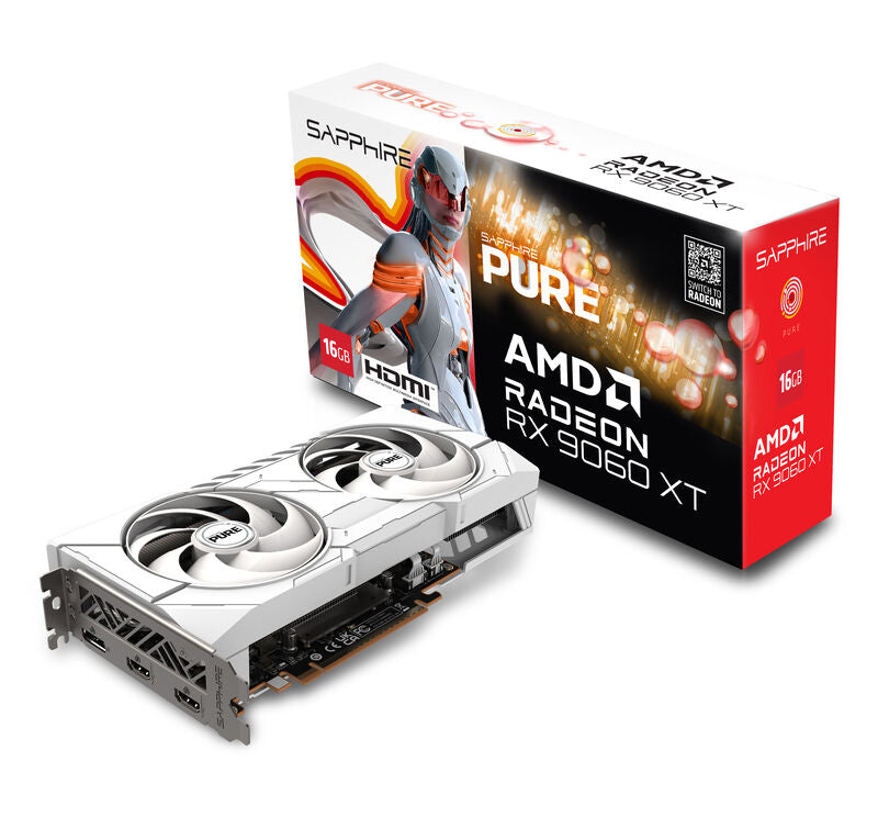 Sapphire Pure RX 9060 XT Gaming OC grafikkort forfra