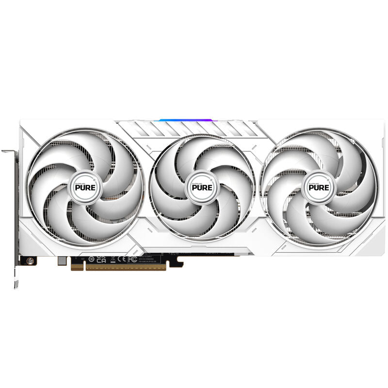 Montert Sapphire Pure RX 9070 Gaming OC grafikkort hvit i PC