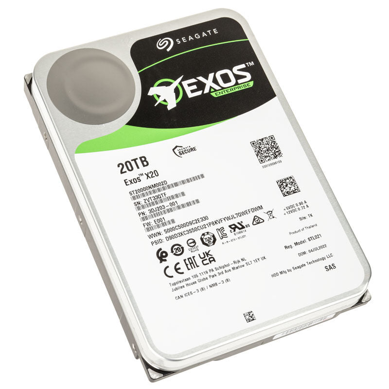 Seagate Exos X20 harddisk 20 TB 3,5 tommer front