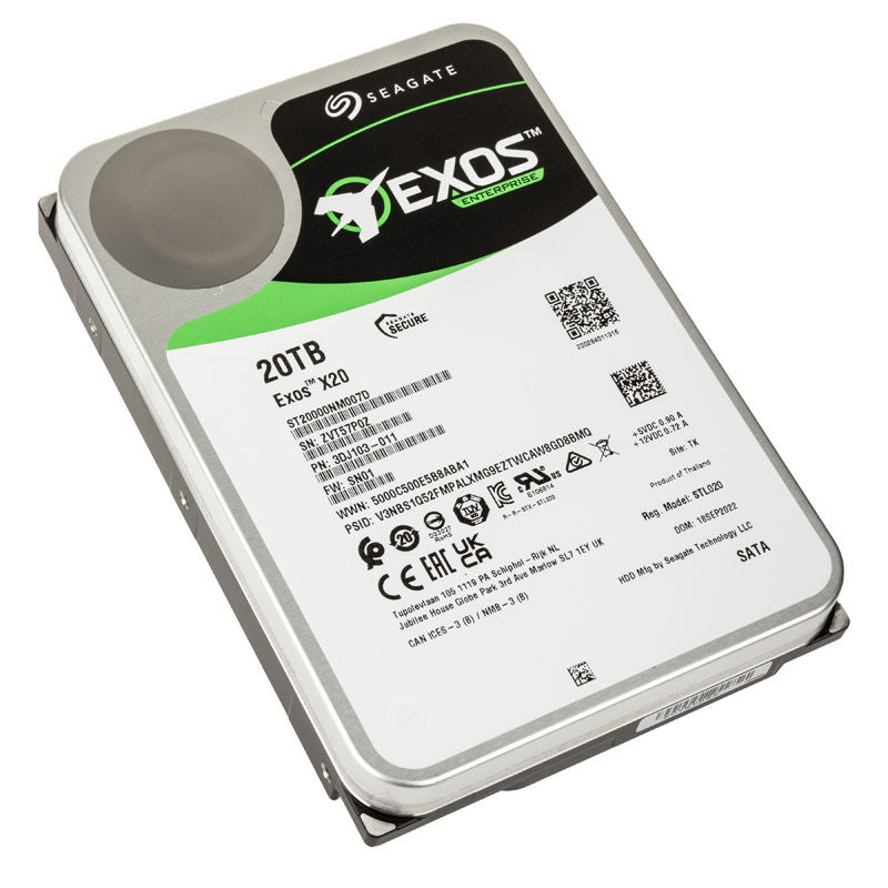 Seagate Exos X20 3,5" harddisk 20 TB SATA 7200 RPM forfra