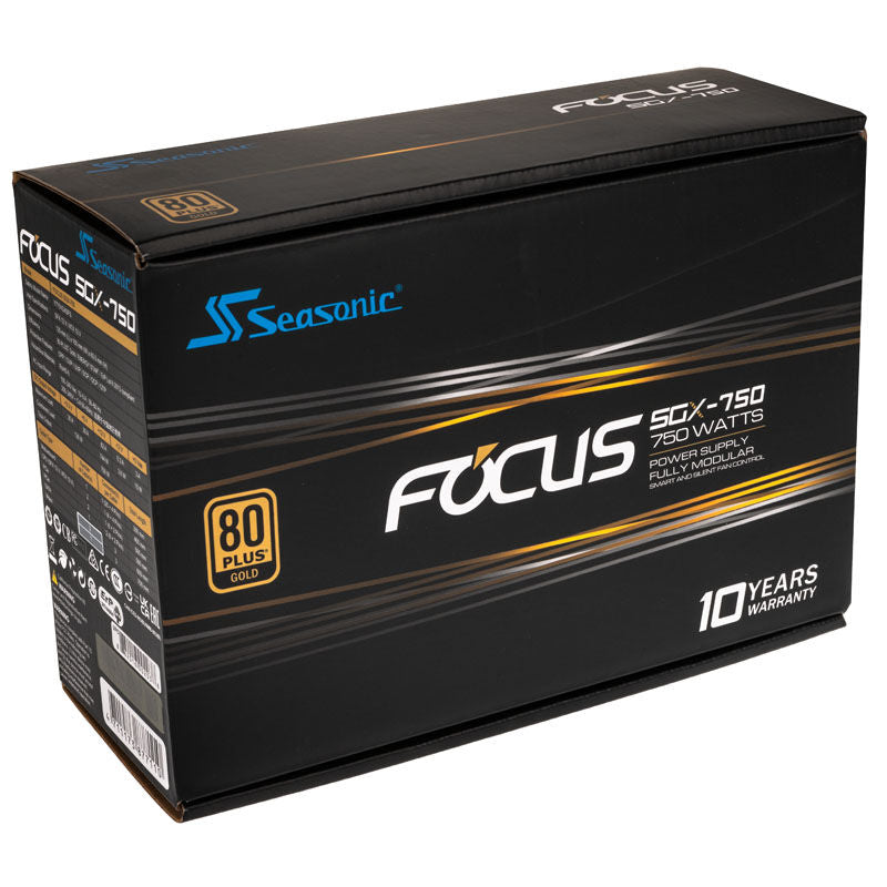 Seasonic Focus SGX strømforsyning 750 W SFX 80 PLUS Gold nærbilde av etikett
