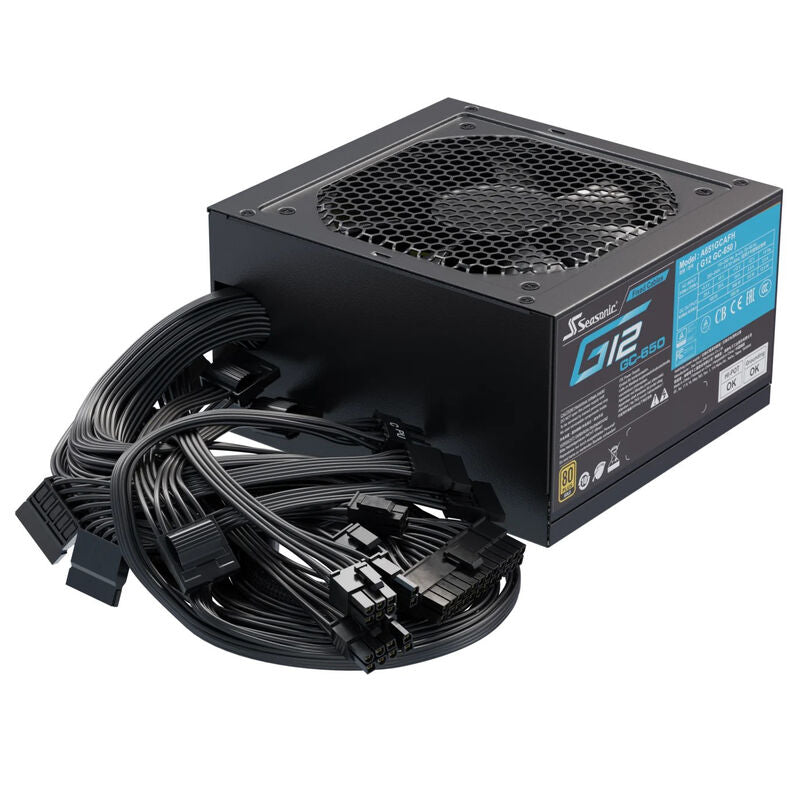 Nærbilde av ventilator på Seasonic G12 GC strømforsyning