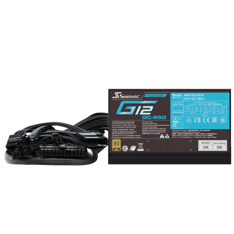 Sideprofil av Seasonic G12 GC strømforsyning 650 W