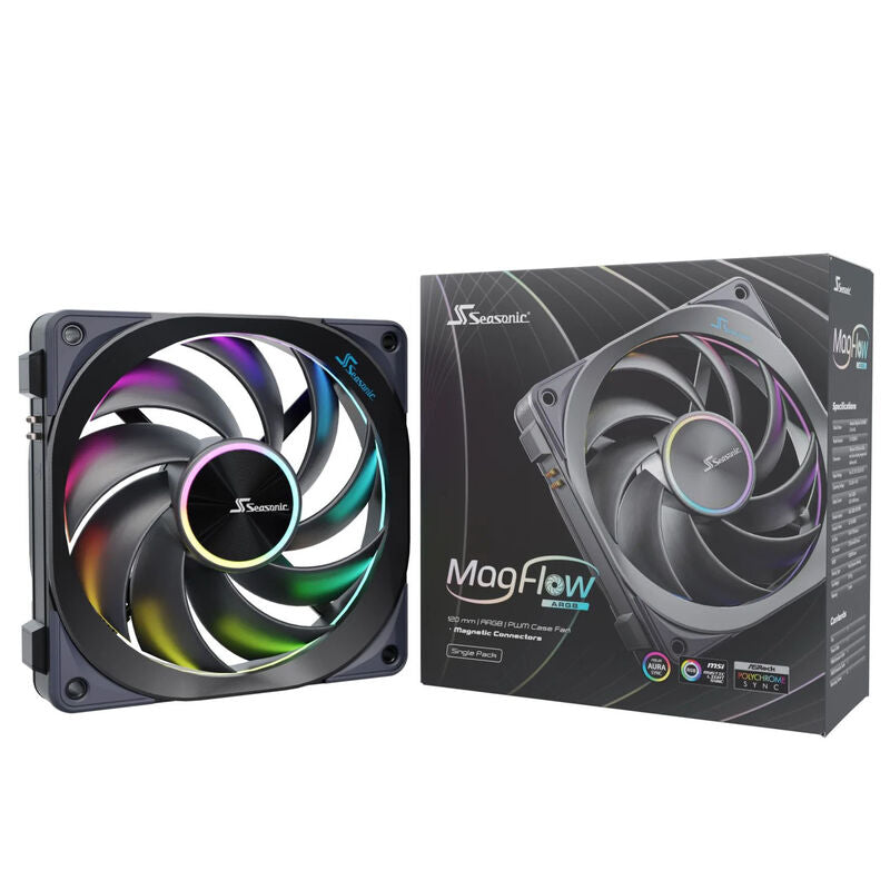 Seasonic MagFlow 1225 ARGB PWM vifte 120 mm svart forfra