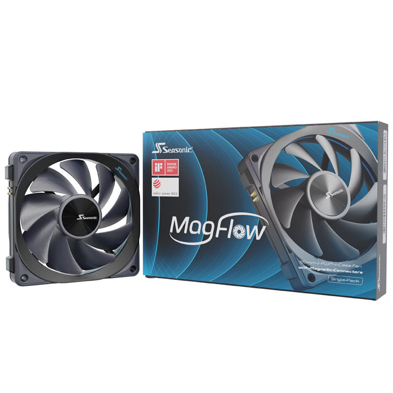 Seasonic MagFlow 1225 PWM vifte 120 mm svart detalj av gummipads