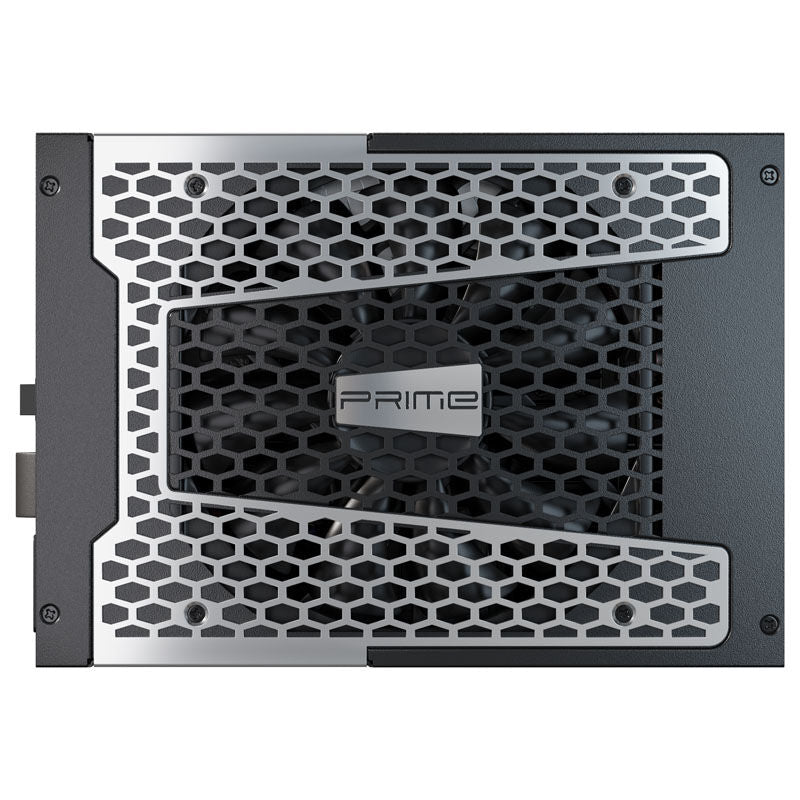 Nærbilde av Seasonic Prime PX-1600 strømforsyning kabeltilkoblinger
