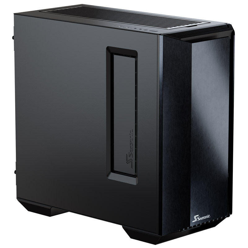 Seasonic SYNCRO Q704 kabinett midtårn detaljbilde av tempered glass