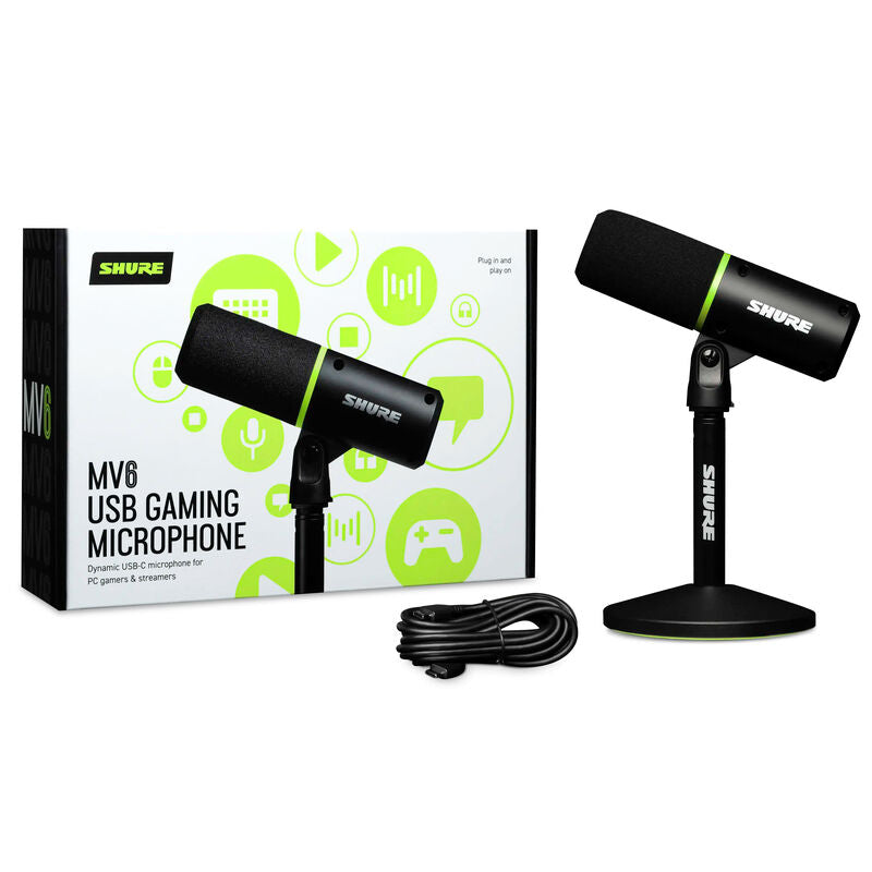 Shure MV6 USB gamingmikrofon USB-C dynamisk svart med kontrollknapp