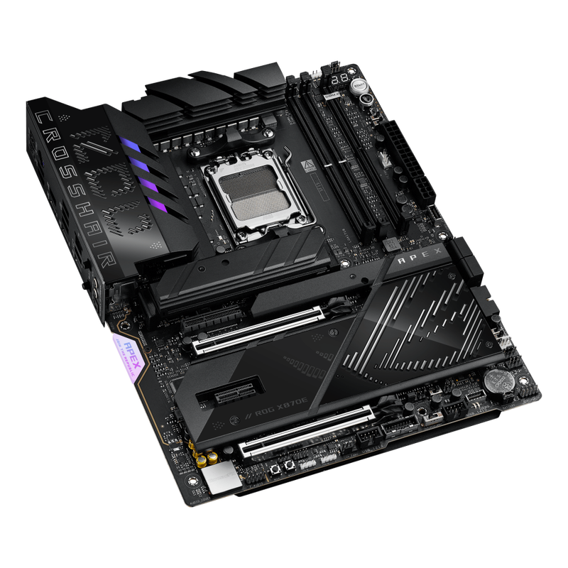 Sideprofil av ASUS ROG Crosshair X870E APEX hovedkort