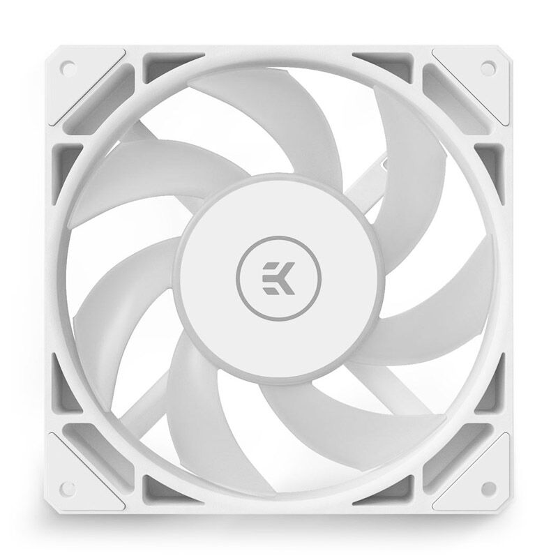 Sideprofil av EK Water Blocks EK-Loop FPT 140 mm DRGB PWM vifte hvit