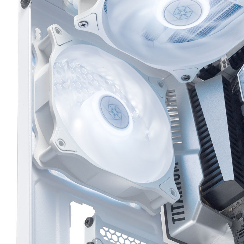 SilverStone Air Blazer 120RW vifte 120 mm ARGB hvit detalj av gummidempere