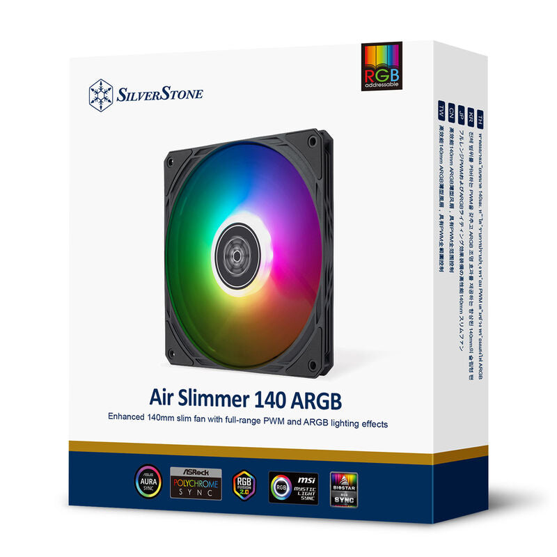 SilverStone Air Slimmer AS140B-ARGB vifte 140 mm PWM svart detalj av ramme