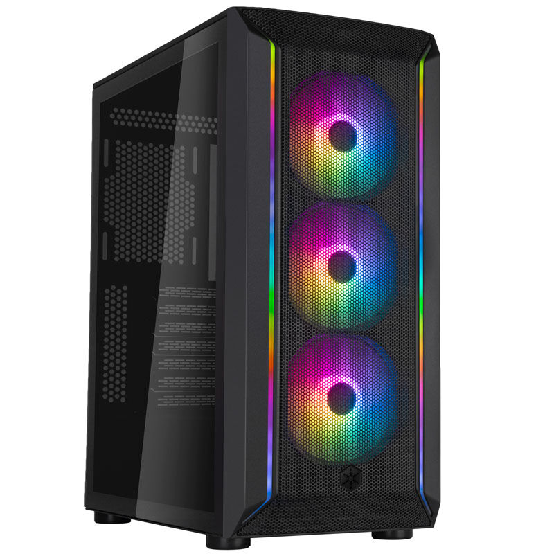 SilverStone Fara 511Z kabinett midtårn ARGB herdet glass svart forfra