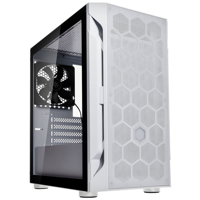 SilverStone Fara H1M kabinett Micro-ATX herdet glass hvit forfra
