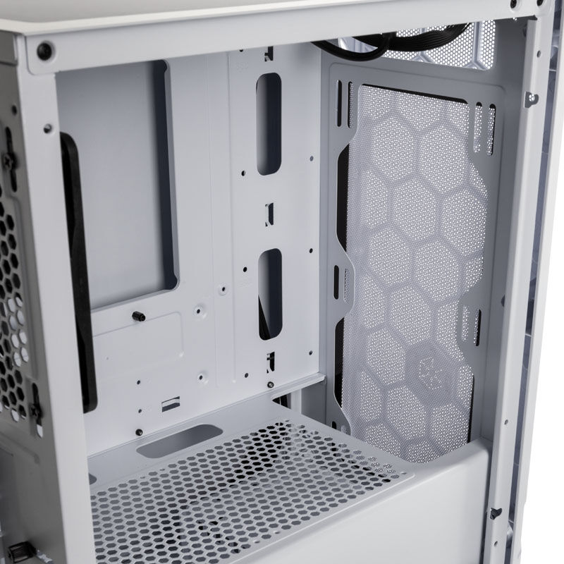 SilverStone Fara H1M kabinett Micro-ATX herdet glass hvit oversikt over kabinettinnside