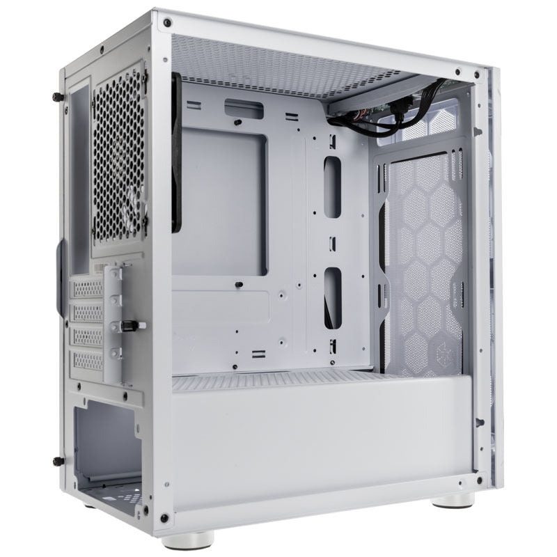 SilverStone Fara H1M kabinett Micro-ATX herdet glass hvit detalj av I/O porter