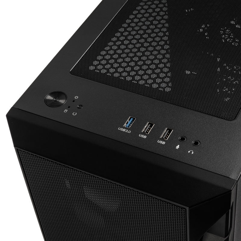 SilverStone Fara H1M kabinett Micro-ATX herdet glass svart nærbilde av sidepanel i herdet glass