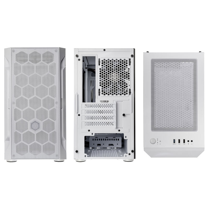 SilverStone Fara H1M kabinett Micro-ATX herdet glass hvit montert med komponenter