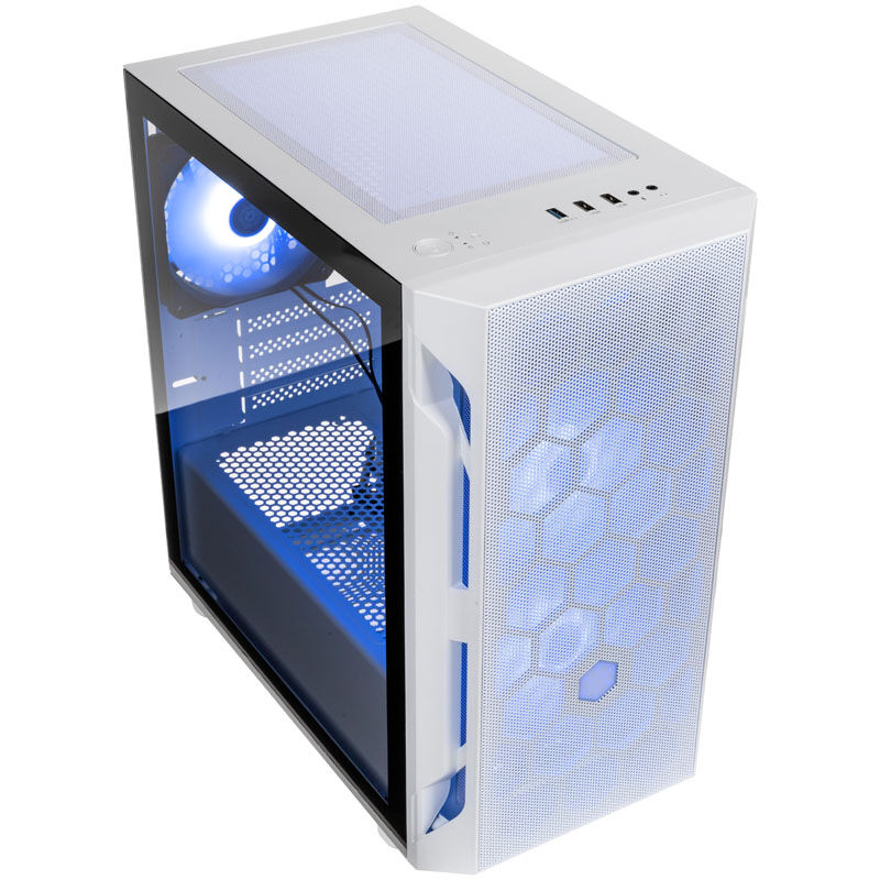 SilverStone Fara H1M Pro Micro-ATX kabinett hvit bakside
