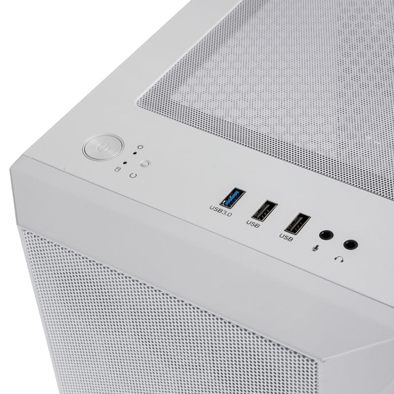 SilverStone Fara H1M kabinett Micro-ATX herdet glass hvit nærbilde av sidepanel