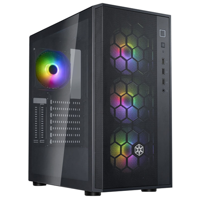 SilverStone Fara R1 PRO V2 kabinett forfra med ARGB-vifter