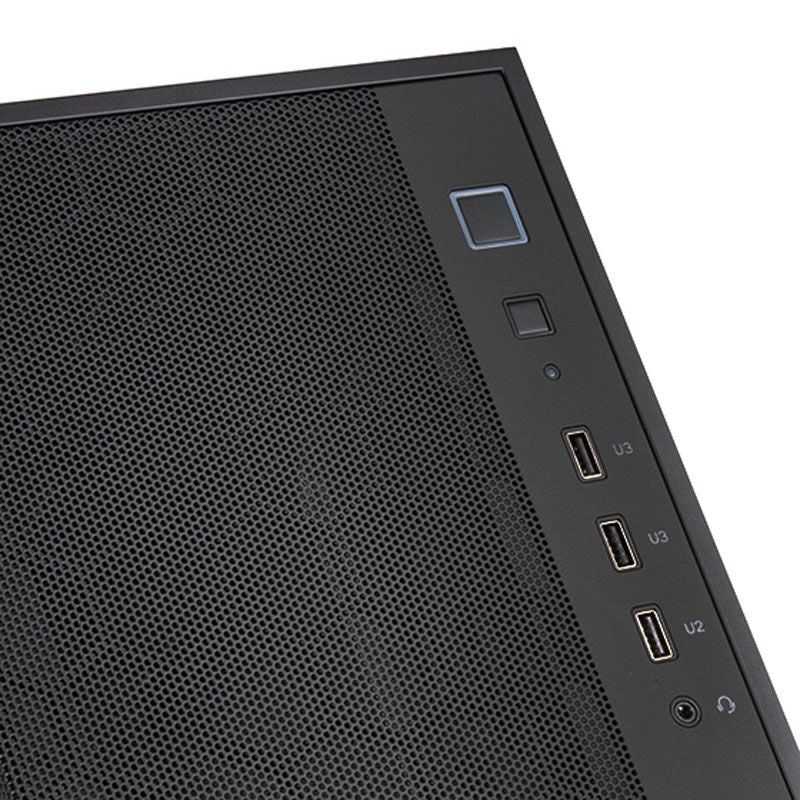 SilverStone Fara R1 PRO V2 kabinett detalj av herdet glass panel