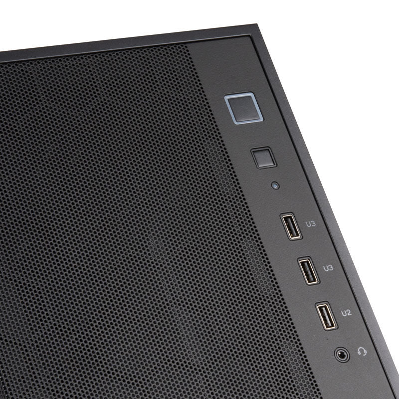 Detalj av mesh-front på SilverStone Fara R1 V2 kabinett