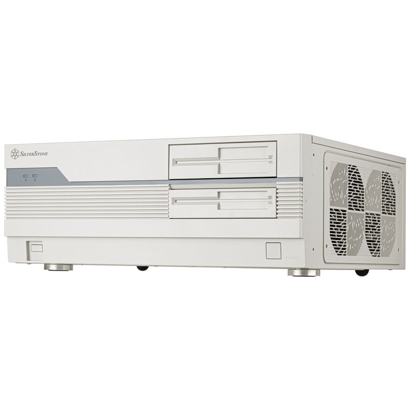 Silverstone FLP01 HTPC kabinett ATX/SSI-CEB retro hvit forfra