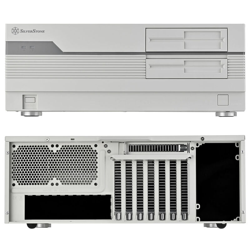 Silverstone FLP01 HTPC kabinett ATX/SSI-CEB retro hvit montert i oppsett