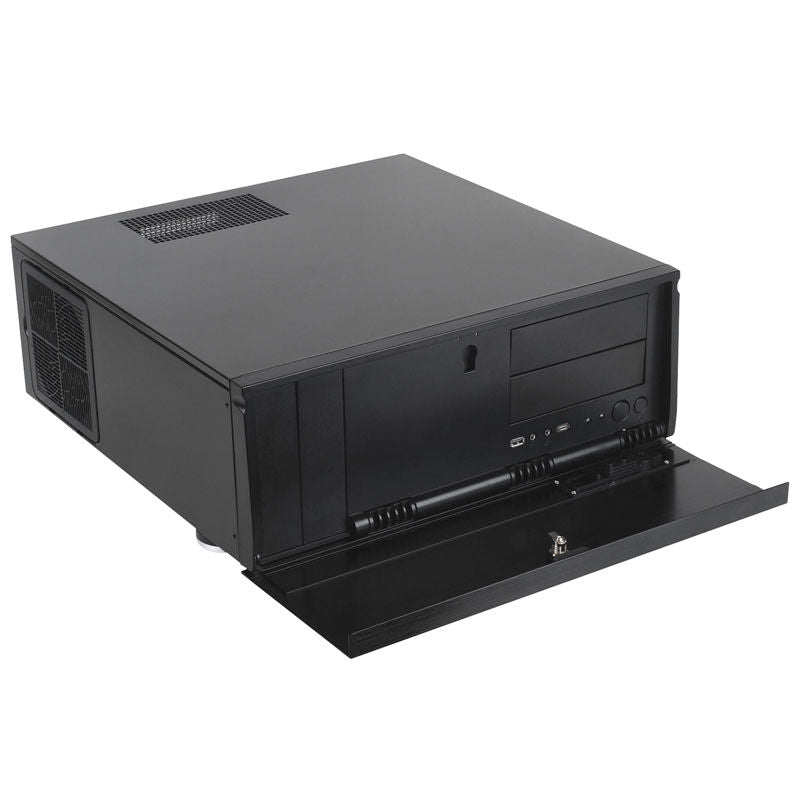 Nærbilde av SilverStone Grandia GD07B-C Airflow HTPC-kabinett frontpanel