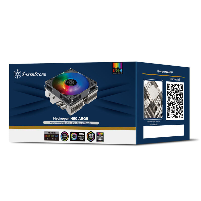 Sideprofil av SilverStone Hydrogon HYH90 CPU-kjøler 92 mm ARGB PWM