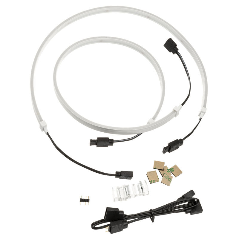 SilverStone LS04 ARGB LED-stripe 2-pakning hvit 45 cm montert i PC