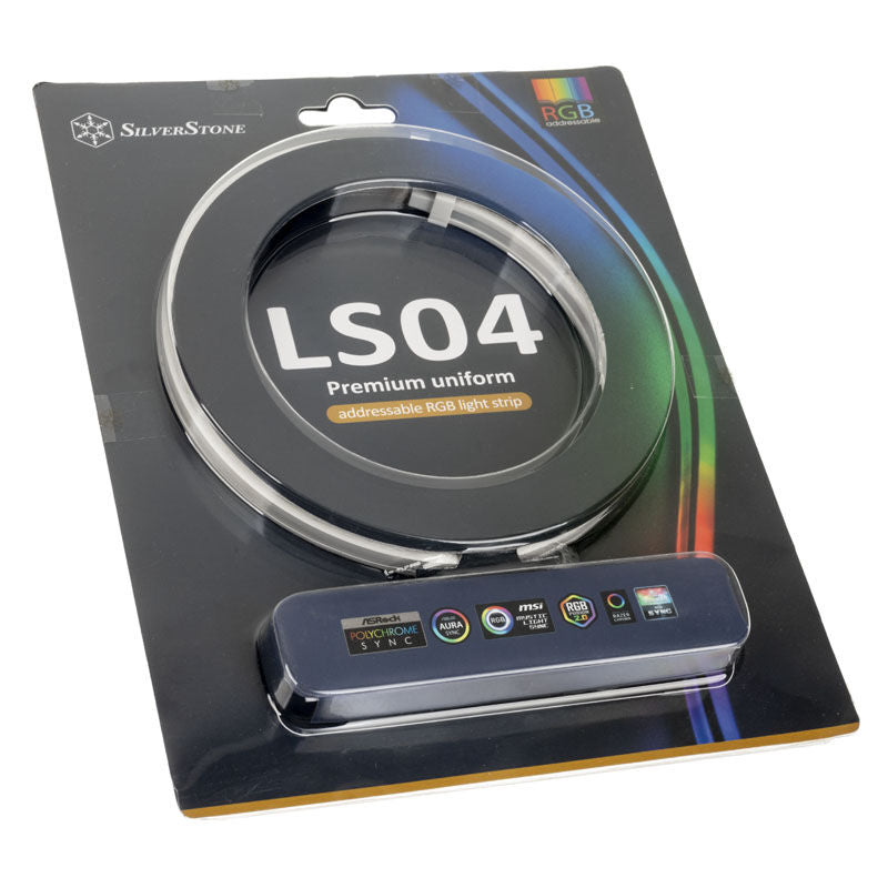 Nærbilde av LED-lys på SilverStone LS04 ARGB LED-stripe 2-pakning hvit 45 cm