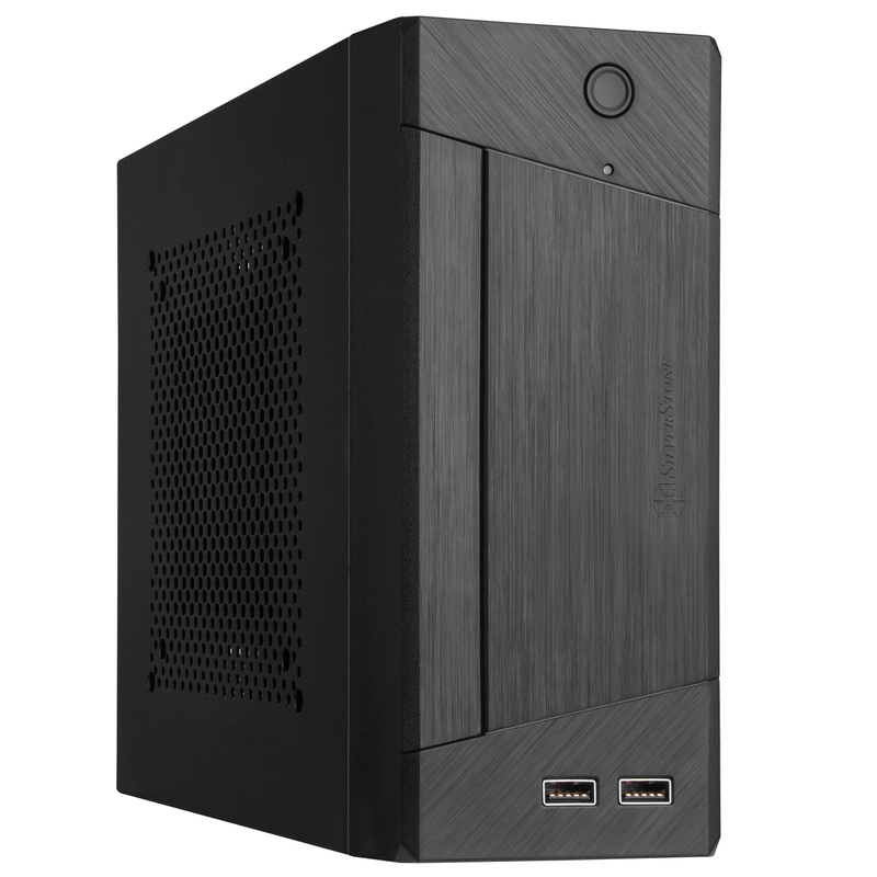 Detalj av SilverStone Milo 10 Mini-ITX minikabinett VESA svart mesh-panel