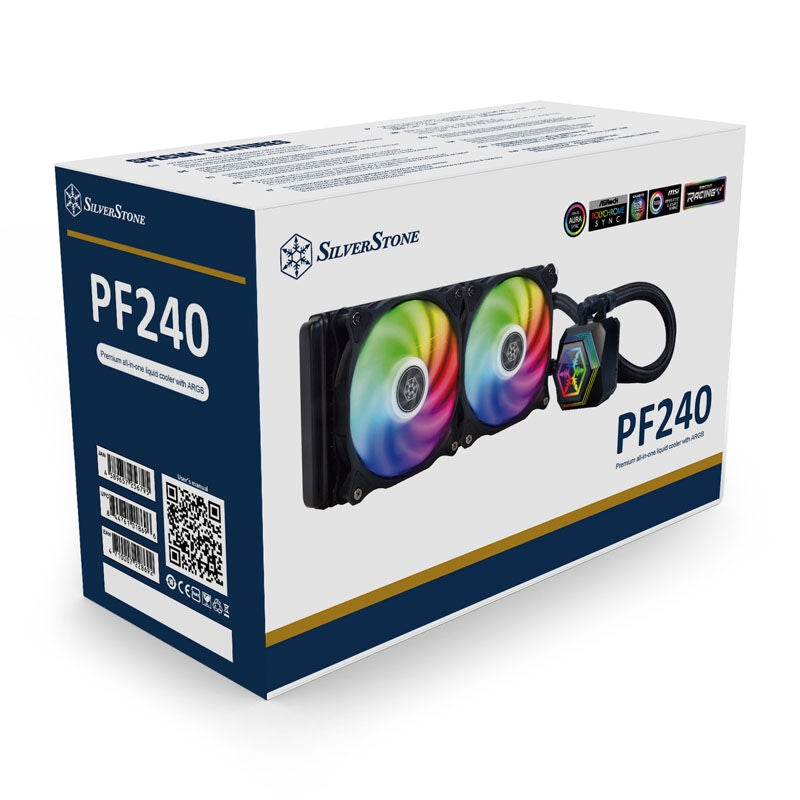 SilverStone Permafrost PF240-ARGB V2 AIO vannkjøling 240 mm vifte detaljer