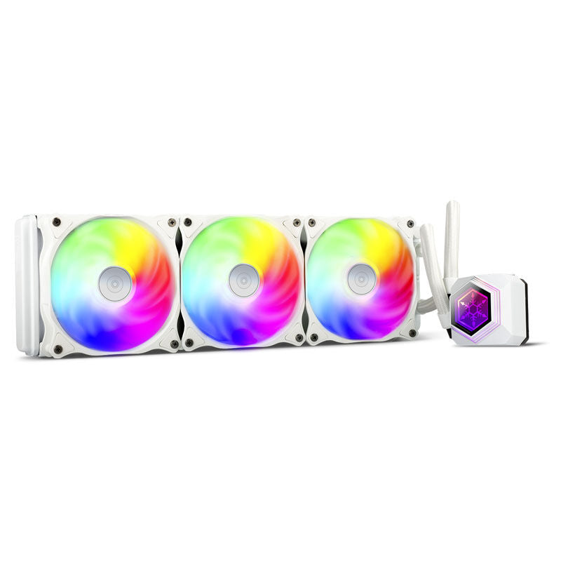 SilverStone Permafrost PF360-ARGB V2 AIO vannkjøling 360 mm hvit forfra