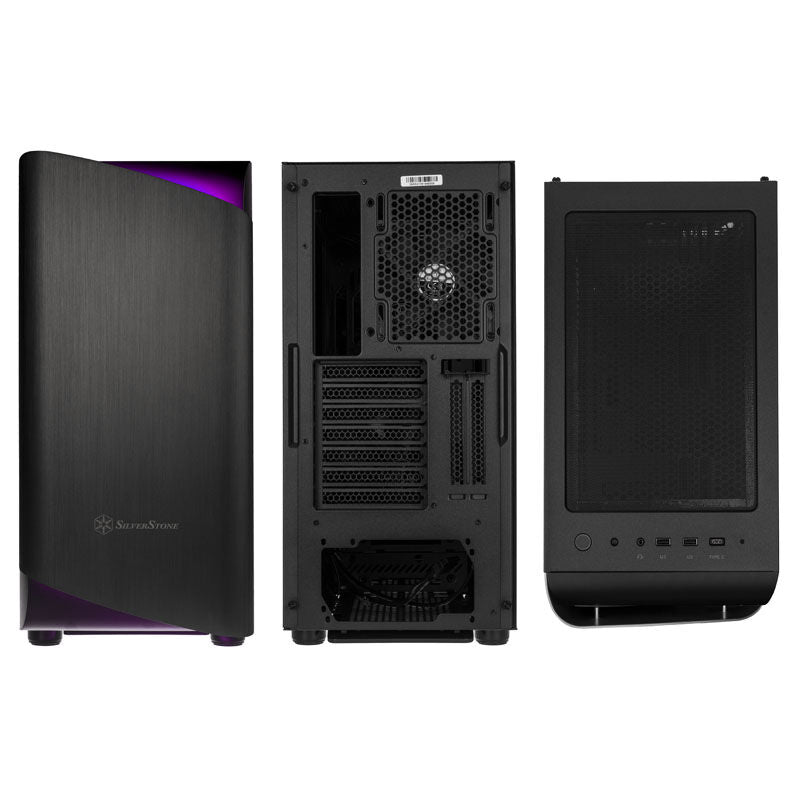 SilverStone Seta A1 kabinett midtårn RGB herdet glass svart montert med hardware