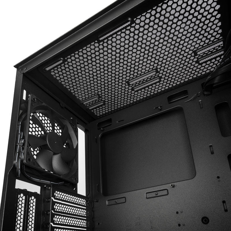 SilverStone Seta A1 kabinett midtårn RGB herdet glass svart vinklet side