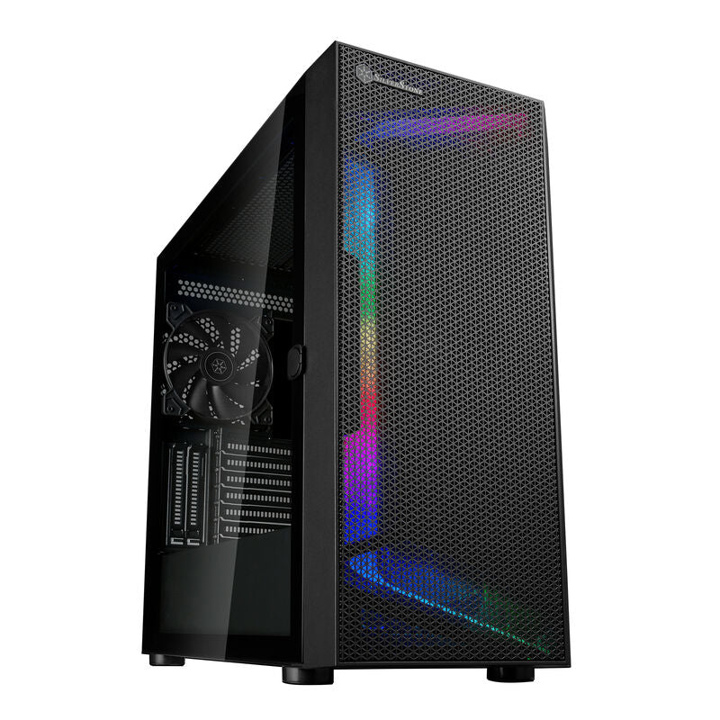 SilverStone SETA H1 kabinett midtårn ATX RGB herdet glass svart forfra
