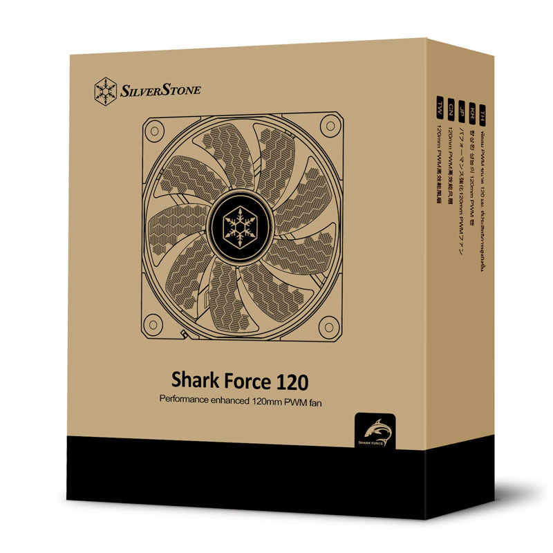 SilverStone Shark Force vifte 120 mm PWM svart helhetlig produktbilde