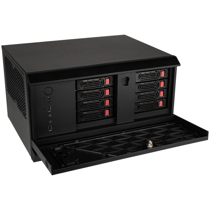 SilverStone SST-CS381 v1.1 lagringskabinett Micro-ATX svart montert med harddisker